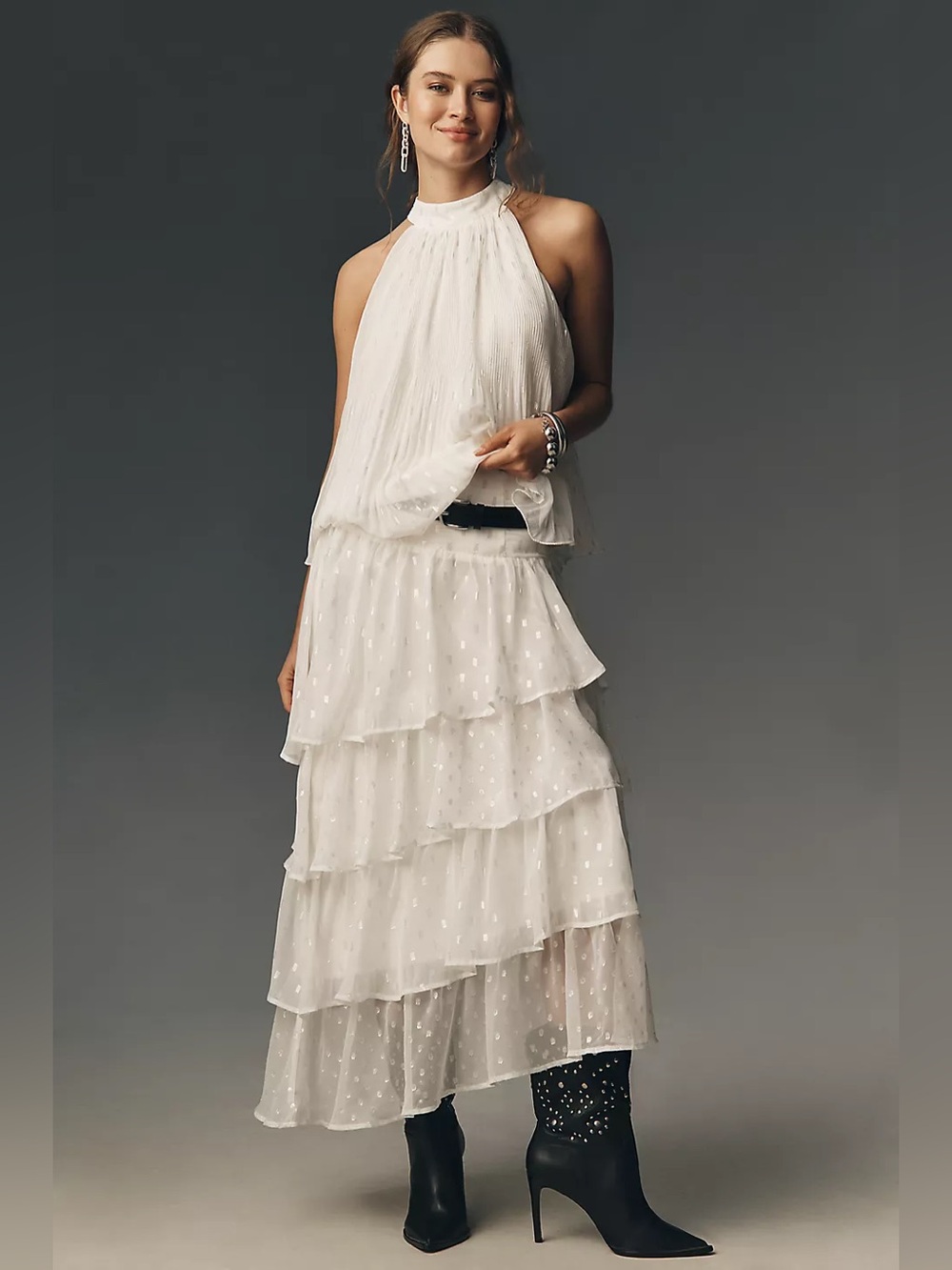 En Saison Cream Tiered Ruffle Maxi Skirt - Women - Picture 3 of 15
